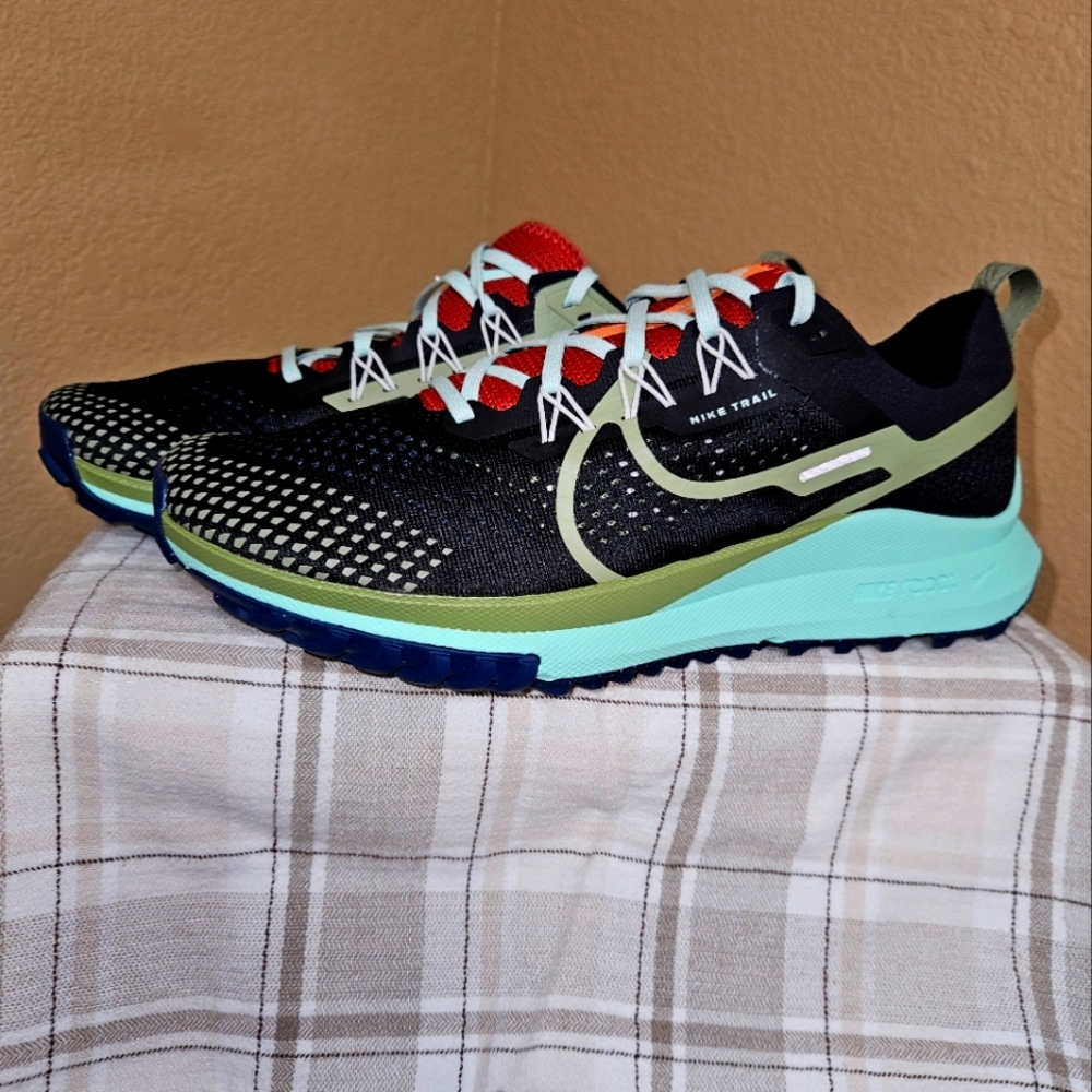 Nike ACG Men's Black Mint Trail Running Shoes with Red Accents